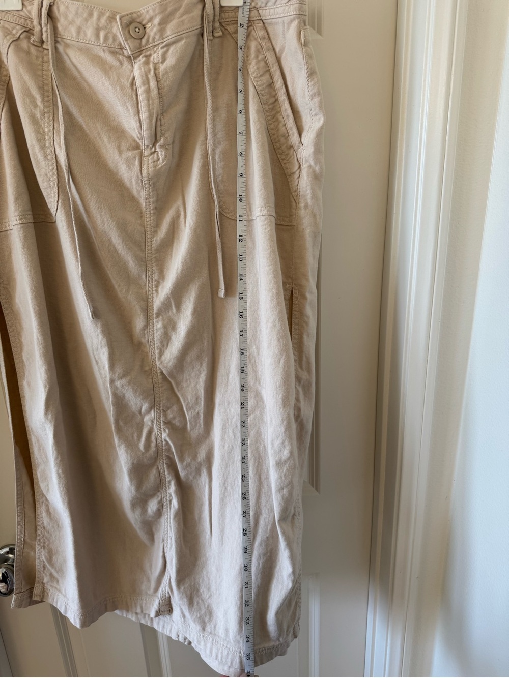 American Eagle Outfitters AE Dreamy Drape Linen Blend Maxi Skirt with side slits - Picture 9 of 10